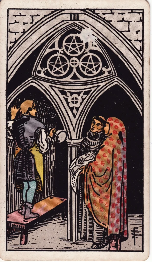 RWS 3 of Pentacles craftsman working together